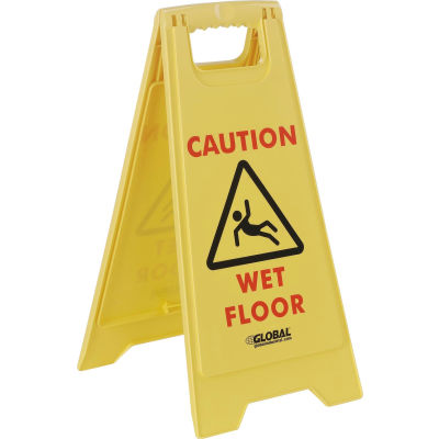Panneau pour plancher Global Industrial™, 2 côtés, « Caution – Wet Floor »
