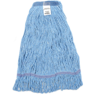 Tête de vadrouille bouclée Global Industrial™, moyen, bleu, bande étroite