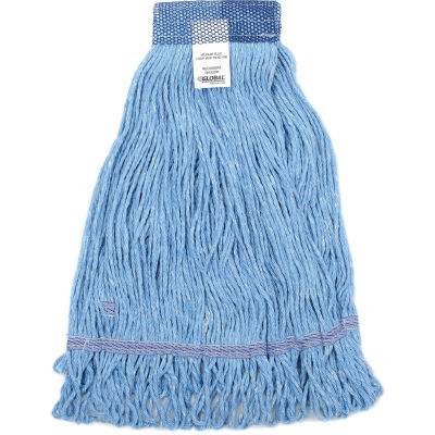 Tête de vadrouille bouclée Global Industrial™, moyen, bleu, bande large