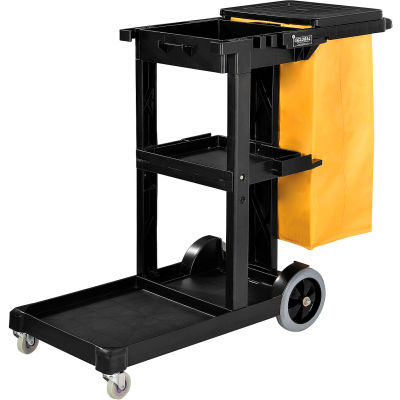 Global Industrial™ Janitor Cart Black avec 25 gallons Sac en vinyle