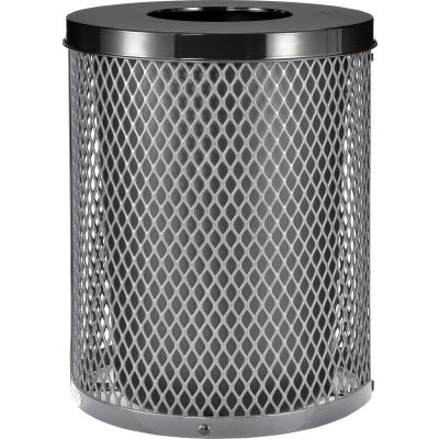 Global Industrial™ outdoor Diamond Steel Trash Can with Flat Lid, 36 gallons, Gris