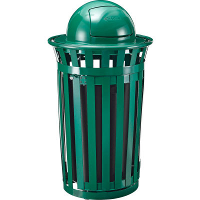 Global Industrial™ Outdoor Slatted Steel Trash Can W/Access Door & Dome ...