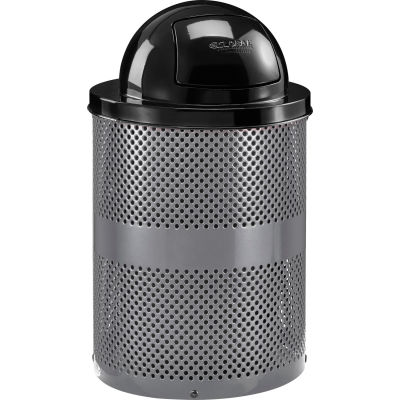 Global Industrial™ Outdoor Perforated Steel Trash Can With Dome Lid, 36 ...