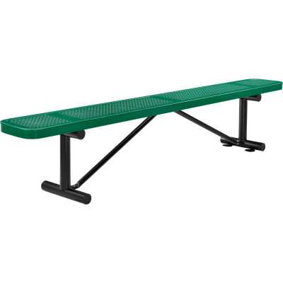 Global Industrial™ 8' Banc plat extérieur en acier, métal perforé, vert