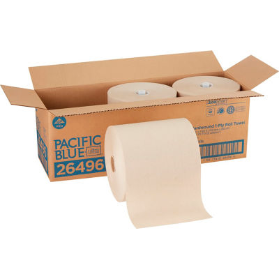 Pacific Blue Ultra™ rouleaux d’essuie-tout recyclé de 8 po de grande capacité par GP Pro, marron, 3 rouleaux/étui