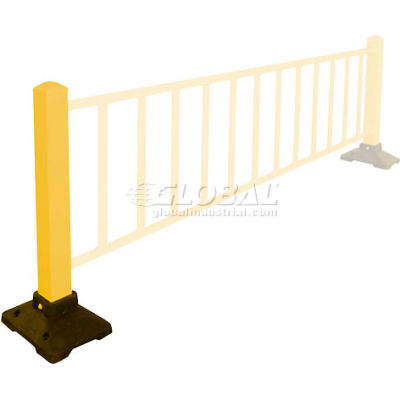 Safety Steel Galvanized Post with Rubber Base 39"H Yellow, Post Only
