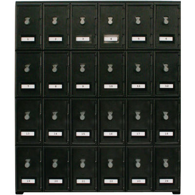 24 Doors Cell Phone Locker 22"W x 16"D x 26"H Black with Combo Locks