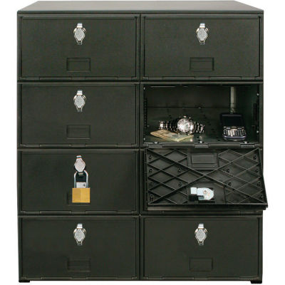 8 Doors Cell Phone Locker 22"W x 16"D x 26"H Black with Hasp Locks