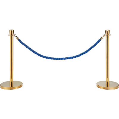 Global Industrial™ Blue Vinyl Braided Rope 59" With Ends For Portable Gold Post