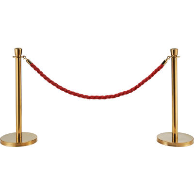 Global Industrial™ Red Vinyl Braided Rope 59" With Ends For Portable Gold Post