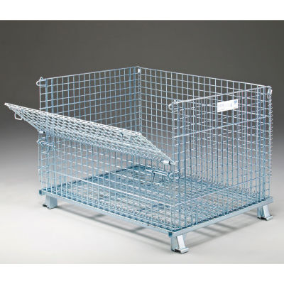 Folding Wire Container GC404830S4 48x40x36-1/2 3000-4000 Lb Cap.Drop Gate 48" Side
