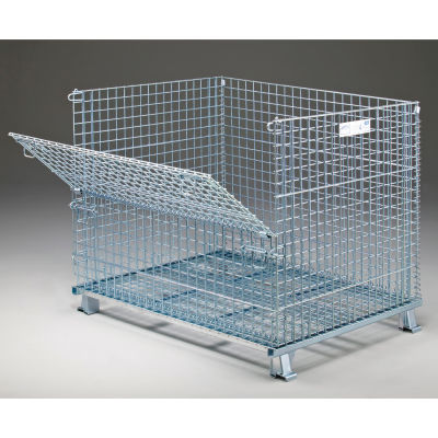 Folding Wire Container GC404836S4 48x40x42-1/2 3000-4000 Lb. Cap. Drop Gate 48"Side