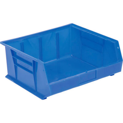 Global Industrial Plastic Stack & Hang Bin, 16-1/2"W x 14-3/4"D x 7"H, Blue - Pkg Qty 6