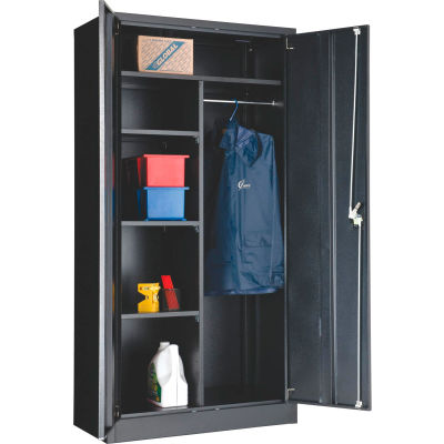 Armoire de rangement industrielle™ combinée Global, 36 po L x 18 po P x 72 po H, noir, assemblé