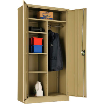 Armoire de rangement industrielle™ combinée Global, 36 po L x 18 po P x 72 po H, beige, assemblée