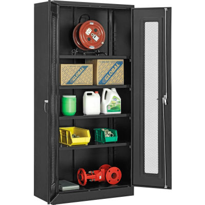 Armoire de rangement industrielle™ Global, porte en métal déployé, 36 po L x 18 po P x 78 po H, assemblée, noire