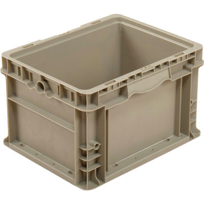 Global Industrial™ Stackable Straight Wall Container, Solid, 12"Lx15"Wx9"H, Gray