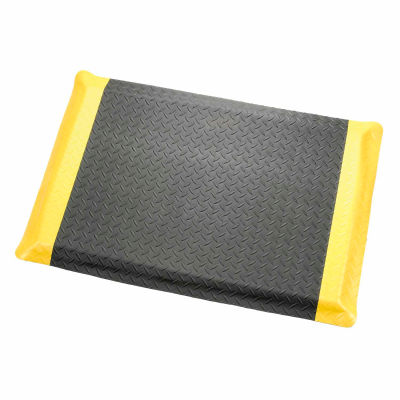 Apache Mills Diamond Deluxe Soft Foot™ Mat 9/16 » Épais 3' x Jusqu’à 75' Bordure Noire/Jaune