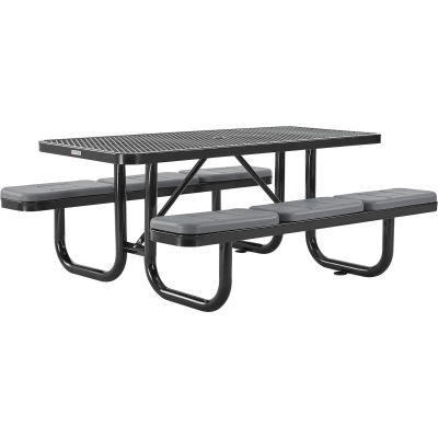 Table de pique-rectangulaire Global Industrial™ de 6 pieds avec coussins de siège, métal déployé, noir