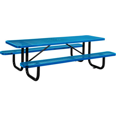 Table de pique-nique rectangulaire Global Industrial™ 8', métal déployé, bleu