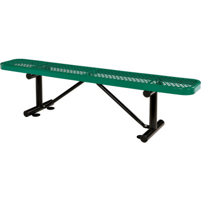 Global Industrial™ 6' Banc plat extérieur en acier, métal déployé, vert