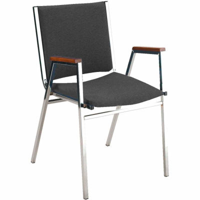 KFI Stack Chair With Arms - Vinyl -1" thick Seat Black Vinyl