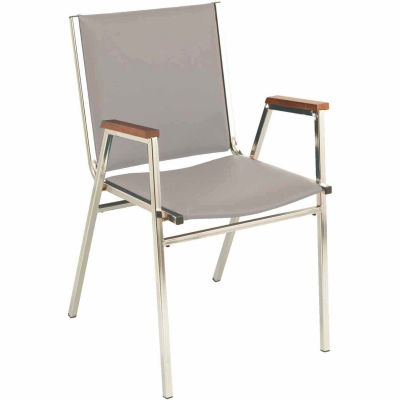 KFI Stack Chair With Arms - Vinyl -1" thick Seat Light Gray Vinyl