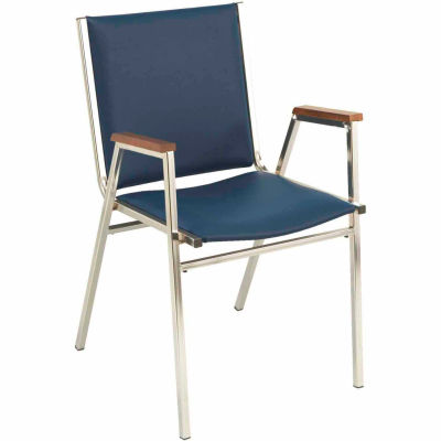 KFI Stack Chair With Arms - Vinyl -2" thick Seat Navy Vinyl