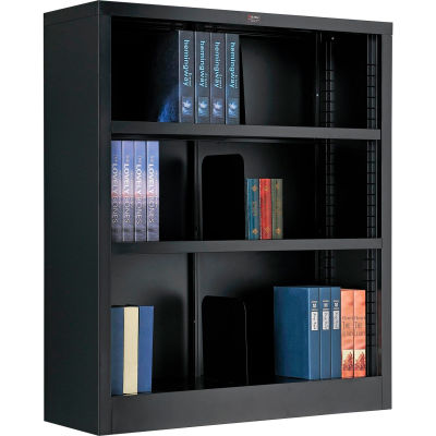 Interion® All Steel Bookcase 36" W x 12" D x 42" H Black 3 Openings