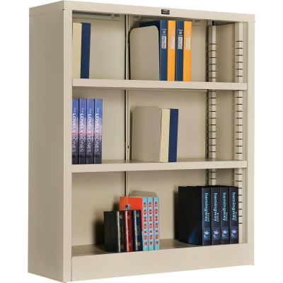 Interion® All Steel Bookcase 36" W x 12" D x 42" H Putty 3 Openings 