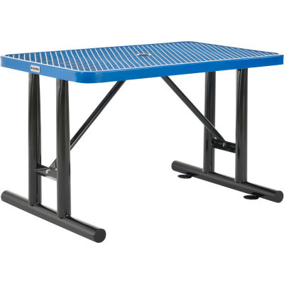 Global Industrial™ table extérieure rectangulaire en acier de 4', métal élargi, bleu