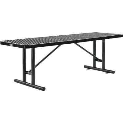 Global Industrial™ table extérieure rectangulaire en acier de 8', métal élargi, noir