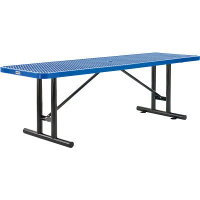 Global Industrial™ table extérieure rectangulaire en acier de 8', métal élargi, bleu