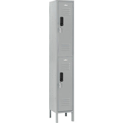 Global Industrial™ 2-Tier 2 Door Digital Locker, 12"L x 18"P x 78"H, Gris, Assemblé
