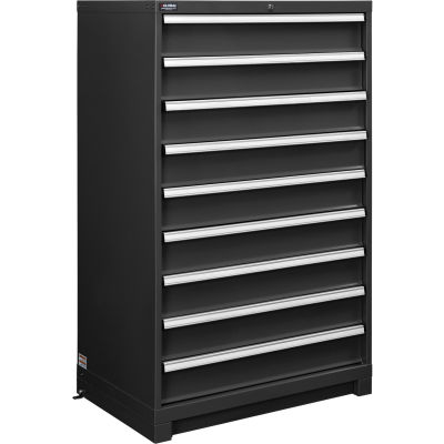 Global Industrial™ Modular Drawer Cabinet, 9 tiroirs, w / Lock, 36 « L x 24 « P x 57 « H, Noir