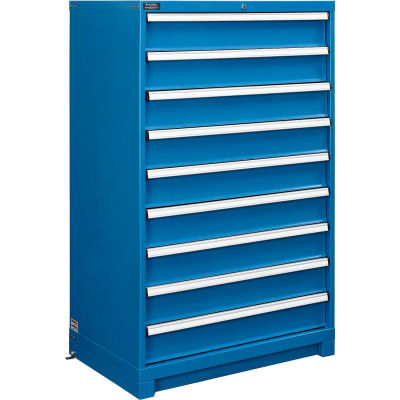 Global Industrial™ Modular Drawer Cabinet, 9 tiroirs, w / Lock, 36 « L x 24 « P x 57 « H, Bleu