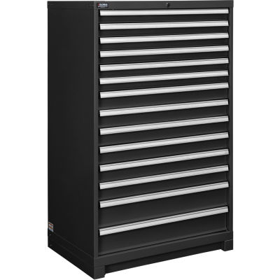 Global Industrial™ Modular Drawer Cabinet, 14 tiroirs, avec serrure, 36 « L x 24 « P x 57 « H, Noir