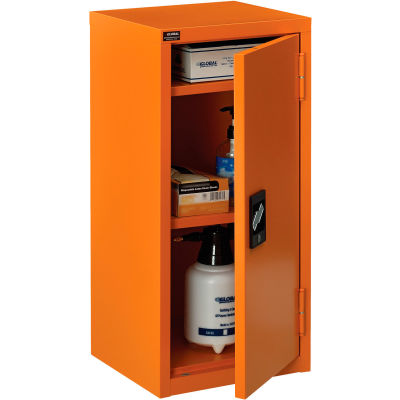 Global Industrial™ Emergency Preparedness Cabinet, Wall Mount, 13-3/4"Wx12-3/4"Dx30"H, Orange