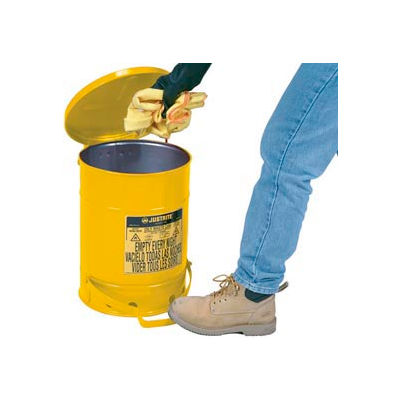 Justrite 14 Gallon Oily Waste Can, Yellow - 09501