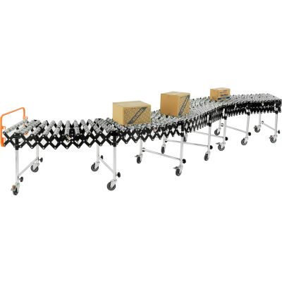 Global Industrial Portable, Flexible & Expandable Conveyor Steel Skate Wheels,6'2"-24'8", 24"W
