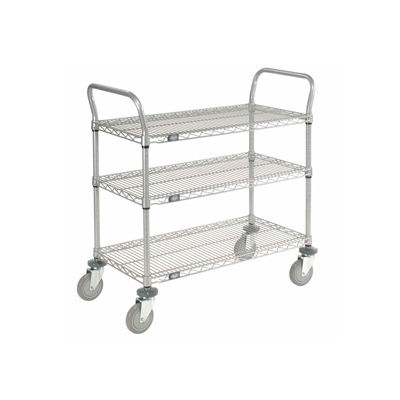 Nexel® Utility Cart, 3 Shelf, Nexelate® , 36"L x 18"W x 39"H, Polyurethane Casters