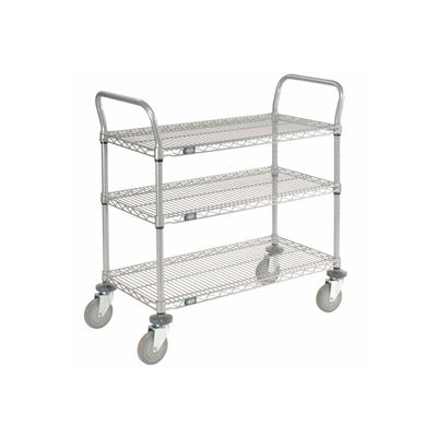 Nexel® Utility Cart w/3 Shelves & Poly Casters, 1200 lb. Capacity, 36"L x 18"W x 39"H