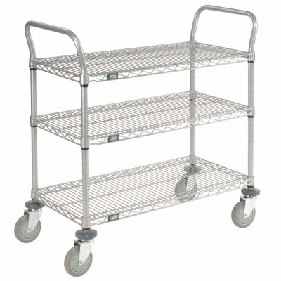 Nexel® Utility Cart w/3 Shelves & Poly Casters, 1200 lb. Capacity, 48"L x 24"W x 39"H