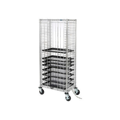 Chariot à plateaux grillagé chargés latéralement Nexel®, à capacité de 39 plateaux