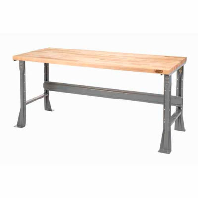 Global Industrial 48 x 30 x 34 Fixed Height Workbench Flared Leg - Maple Square Edge - Gray