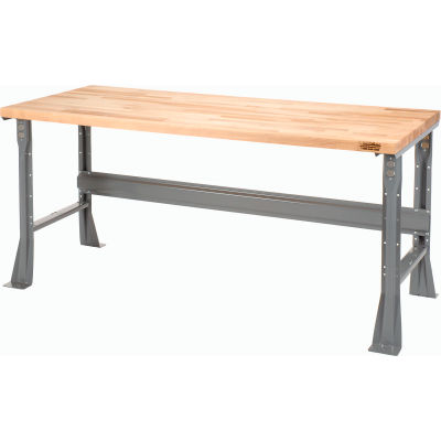 Global Industrial™ Flared Leg Workbench w/ Maple Square Edge Top, 60"W x 36"D, Gray