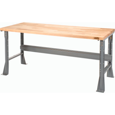 Global Industrial Flared Leg Workbench w/ Maple Square Edge Top, 60"W x 36"D, Gray