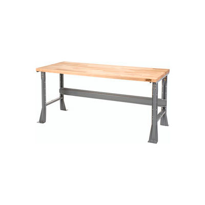 Global Industrial Flared Leg Workbench w/ Maple Square Edge Top, 72"W x 30"D, Gray