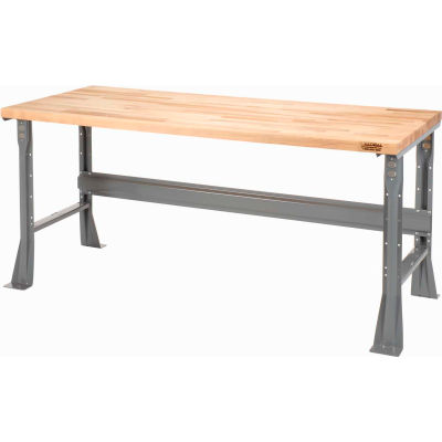 Global Industrial Flared Leg Workbench w/ Maple Square Edge Top, 72"W x 36"D, Gray