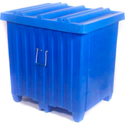 Forkliftable Bulk Shipping Container with Lid - 42"L x 34"W x 42"H, Red